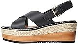 Amazon Brand - find. Women's Crossover Leather Platform Sandal Shoes Black), US 6 | Amazon (US)