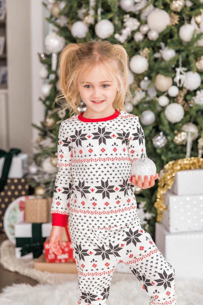 Wishing For Snow Days Kids Snowflake Pajama Set | The Pink Lily Boutique