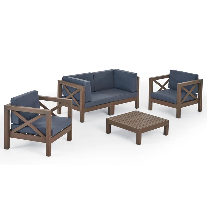 Sklar Solid Wood 4 - Person Seating Group with Cushions | Wayfair North America