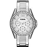 Fossil Women's Riley Stainless Steel Crystal-Accented Multifunction Quartz Watch | Amazon (US)