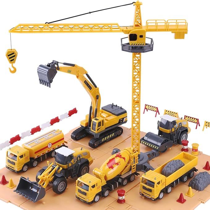 iPlay, iLearn Construction Site Vehicles Toy Set, Kids Engineering Playset, Tractor, Digger, Cran... | Amazon (US)