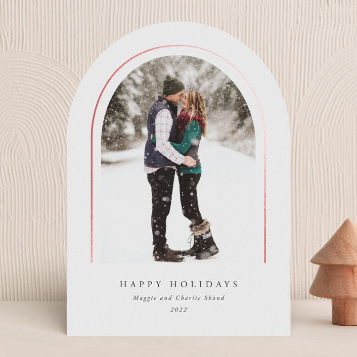 "Vault" - Customizable Foil-pressed Holiday Cards in White by Kampai Designs. | Minted