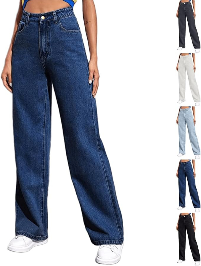 Sweatpants Jeans Women Soft High Waisted Wide Leg Jeans Plus Size Boyfriend Jeans Comfy Denim Swe... | Amazon (US)