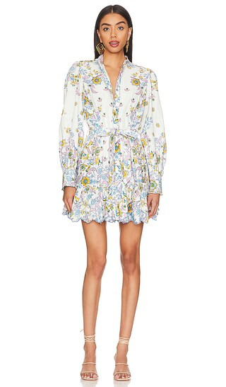 Shirt Dress with Tie Up Belt in White | Revolve Clothing (Global)