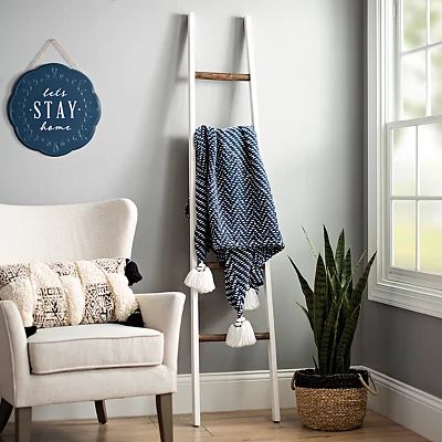 White and Brown Wooden Blanket Ladder | Kirkland's Home