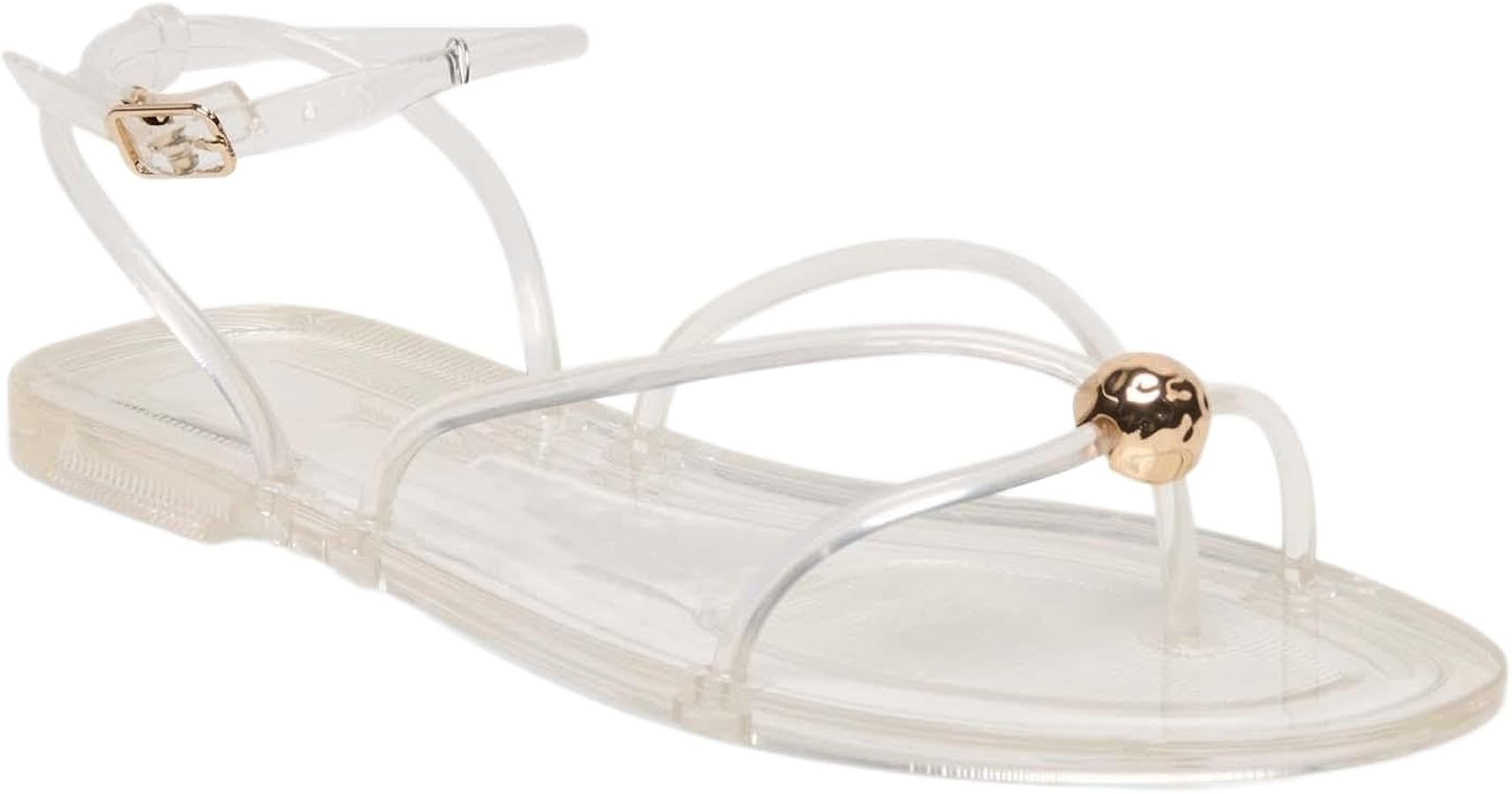 STALOV Jelly Strappy Flat Sandals for Women Open Round Toe Sandals Ankle Strap Thong Flip Flop Su... | Amazon (US)