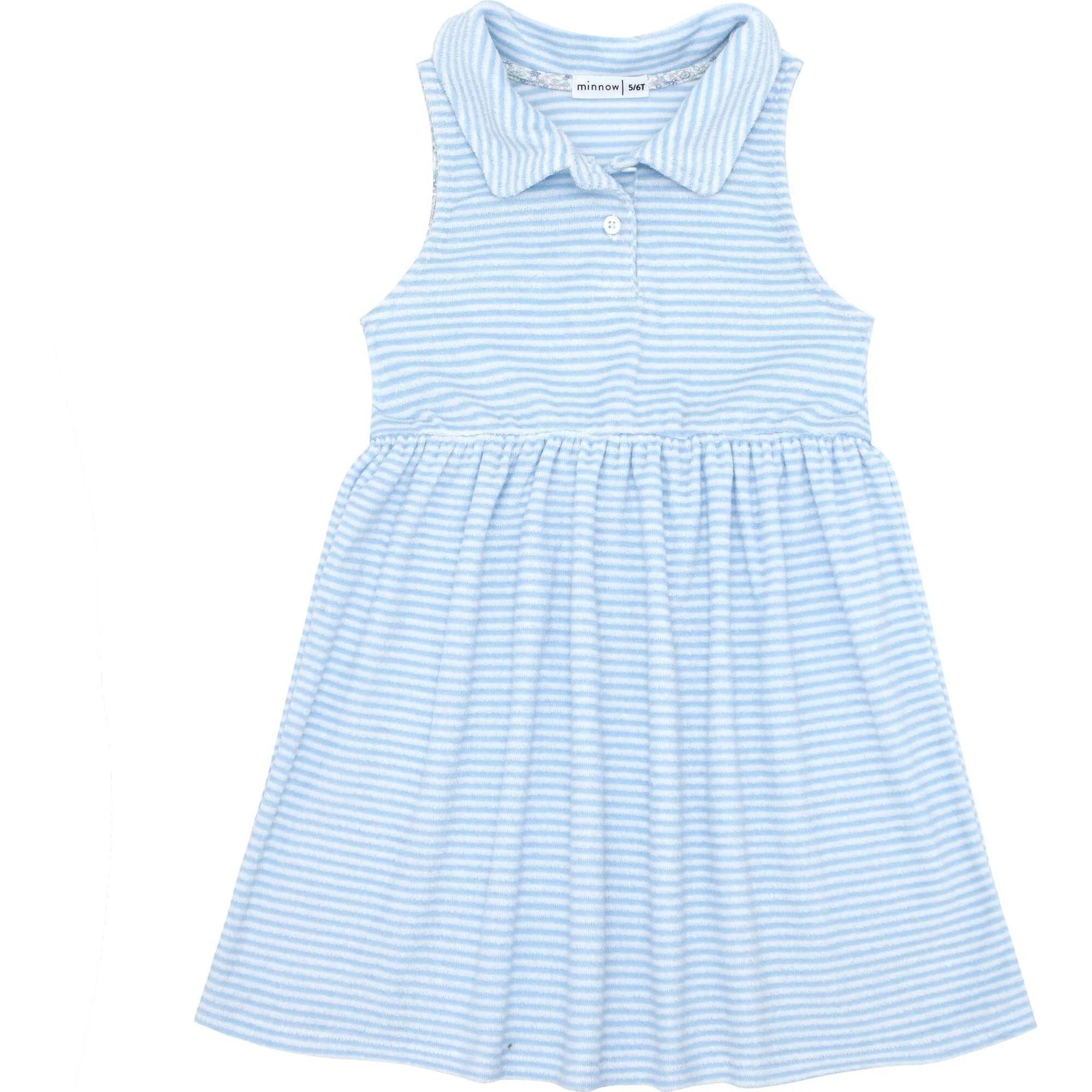 Girls French Terry Tennis Dress, Poder Blue Stripe | Maisonette