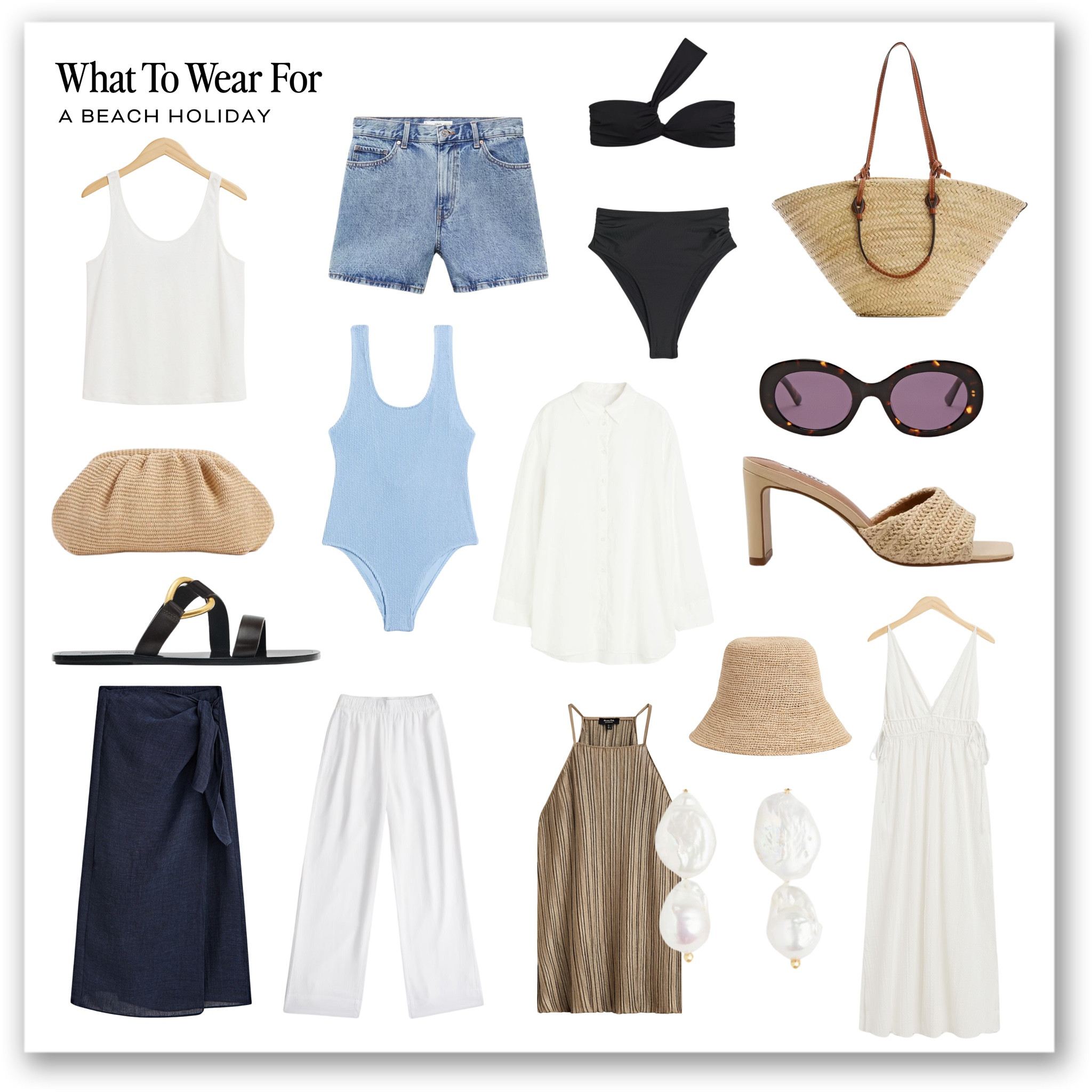 Beach holiday capsule collection 🏝️ 

Winter sun, getaway, beach style, summer vacation, linen trousers, swimwear, white dress, beach bag, clutch, bikini, pearl earrings, neutral fashion, high street, H&M, mango, massimo dutti, & other stories 

#LTKSeasonal #LTKeurope #LTKtravel