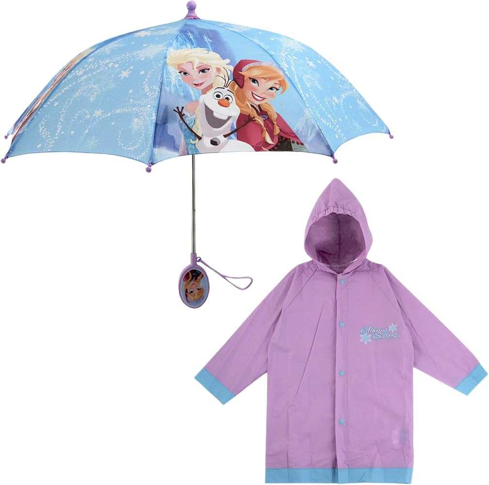 Disney Kids Umbrella and Slicker, Frozen Elsa and Anna Toddler and Little Girl Rain Wear Set, for... | Amazon (US)