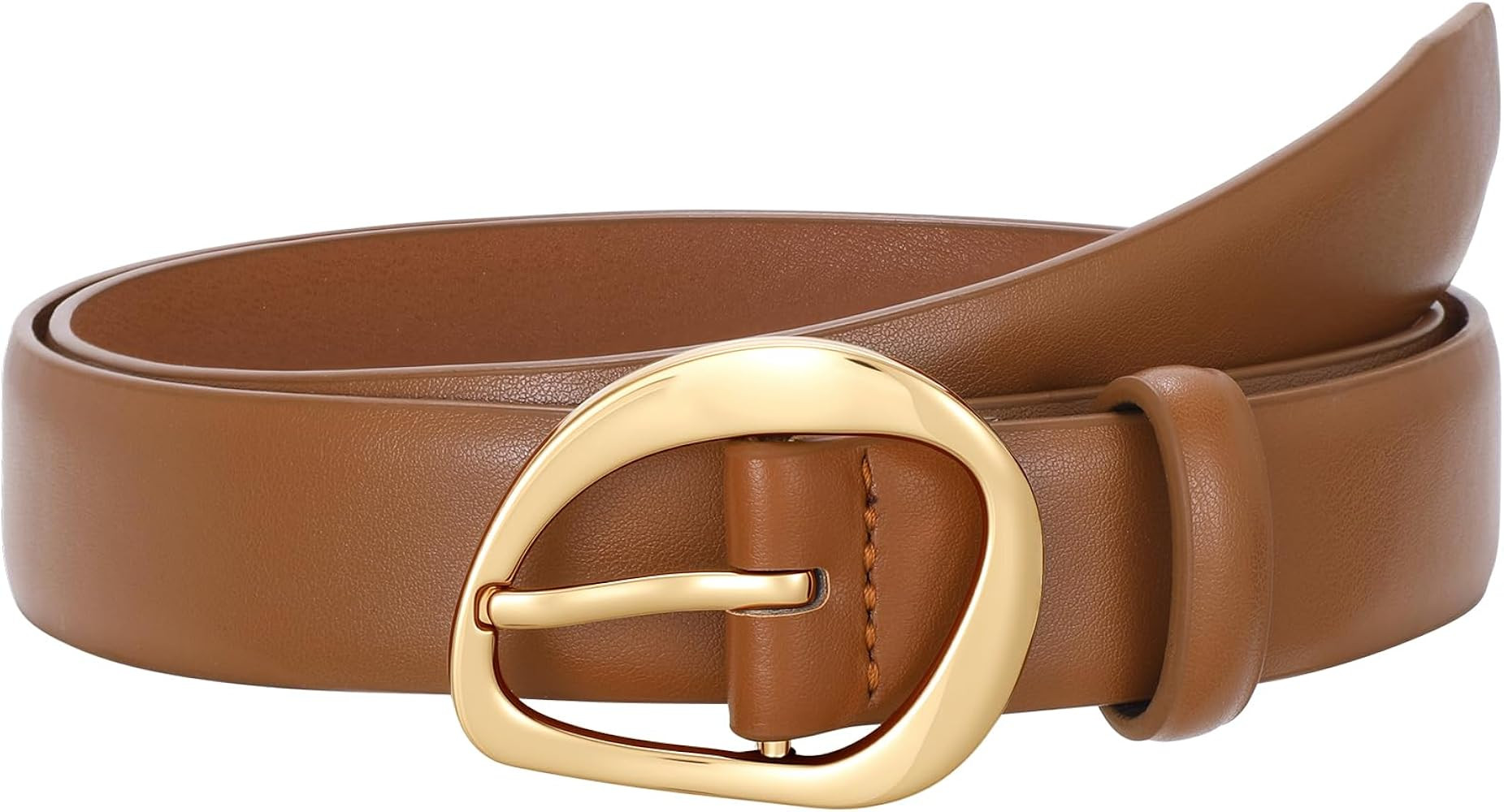 SUOSDEY Women Leather Belt for Jeans Pants, Fashion Dress Waist Belt with Gold Buckle | Amazon (US)