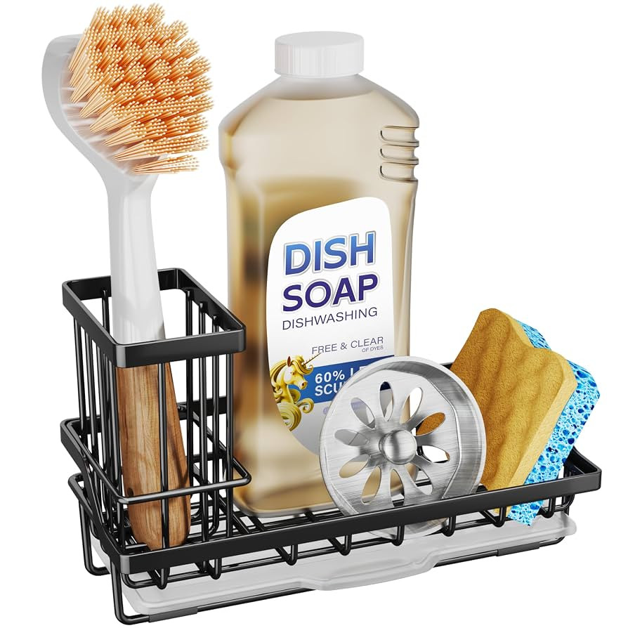 SWTYMIKI Kitchen Sink Caddy, Detachable Dish Brush Holder+Drain Tray, Sponge Holder for Kitchen S... | Amazon (CA)