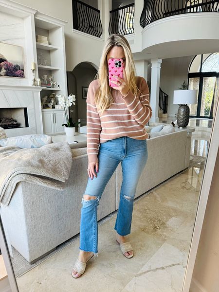 Amazon sweater and high-rise mother jeans paired with my new target slides is the perfect spring outfit

#LTKsalealert #LTKover40 #LTKfindsunder50