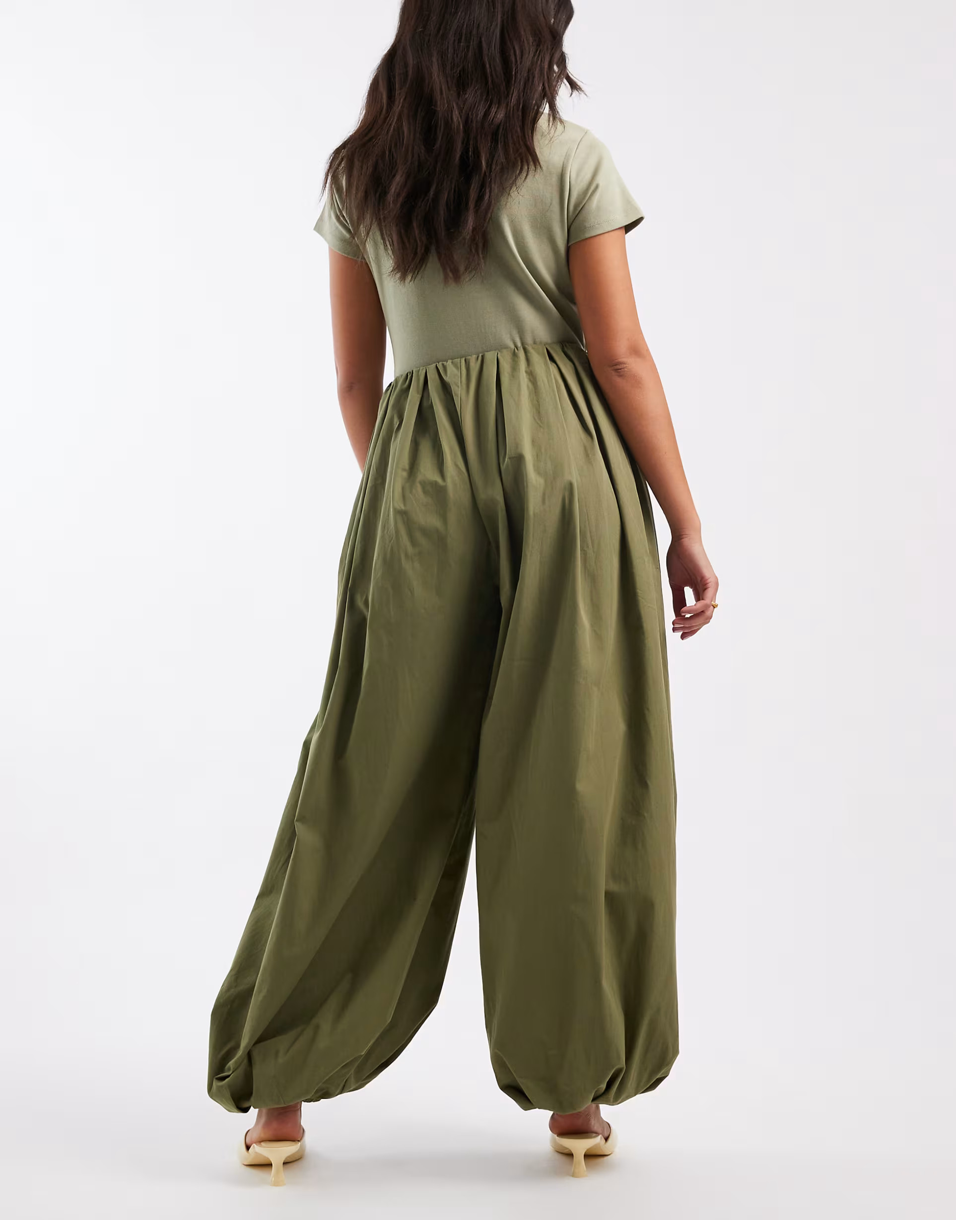 ASOS DESIGN bubble hem poplin trouser in olive green | ASOS | ASOS (Global)