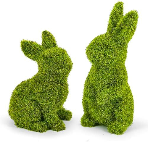 Easter Bunny Decorations,Resin Moss Bunny Figurine,Garden Artificial Moss Rabbit Easter Décor Ea... | Amazon (US)