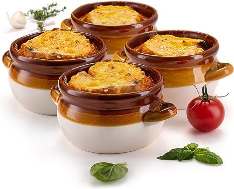 KooK French Onion Soup Crocks, Ceramic Make, Large Handles, Stoneware, Dishwasher, Microwave, Ove... | Amazon (US)