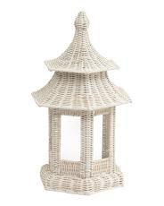 10x17.5 Rattan Rechargeable Cordless Lantern | TJ Maxx