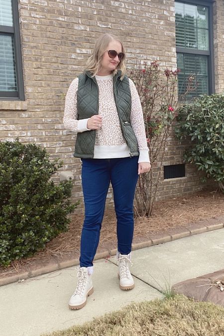 Favorite affordable cold weather essentials from @walmartfashion are the the blog ❄️💕 Swipe right to see the fleece side of this cozy warm vest. #sponsored #walmartfashion #walmartpartner 
