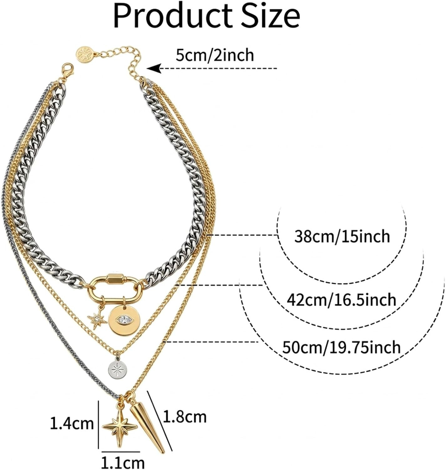 QCWN Mixed Metal Necklace Stack for Women Gold & Silver Two Tone Layered Necklaces for Women Chunky Paperclip Chain Coin Pendant Statement Jewelry Trendy Stacked Necklaces Gifts | Amazon (US)