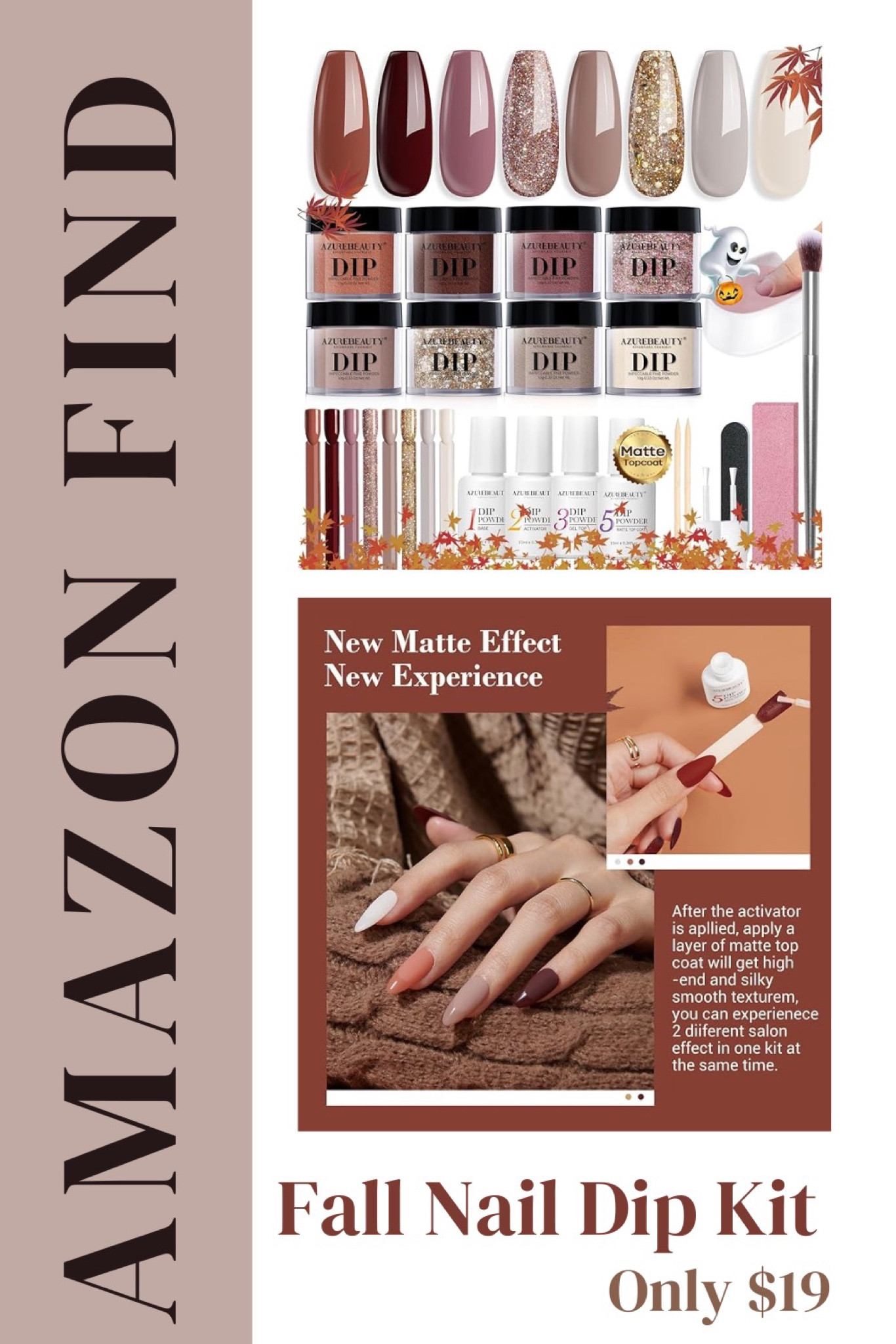 Fall into fabulous nails with this amazing Amazon dip nail kit! 🍂💅 Get your autumn vibes on with stunning fall colors, all in one affordable kit for just $19. Perfect nails, perfect price! 💅🛍️ #NailGoals #AffordableBeauty #AmazonFinds

#LTKsalealert #LTKbeauty