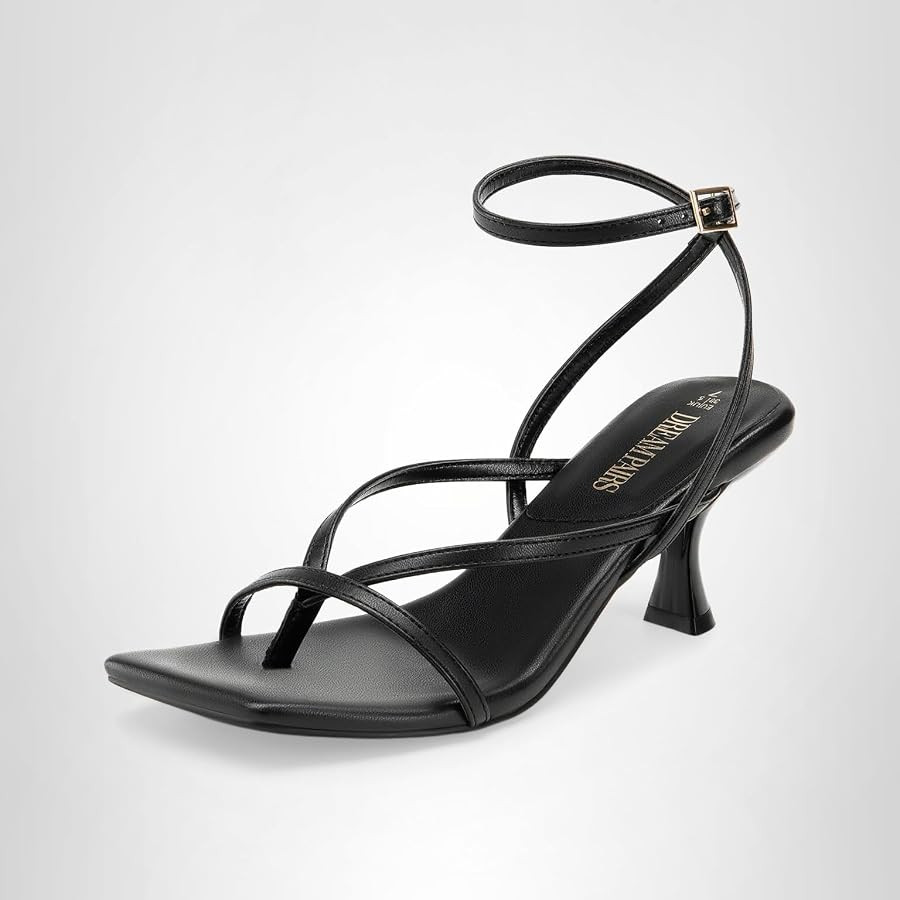 DREAM PAIRS Women's Dressy Kitten Heel Sandals, Sylvestra Strappy Open Square Toe Heels with Ankl... | Amazon (US)