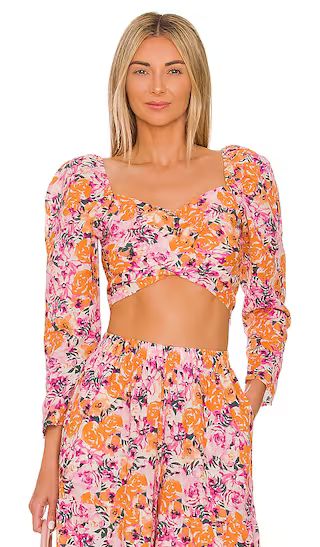 Floral Puff Shoulder Top in Orange Combo | Revolve Clothing (Global)