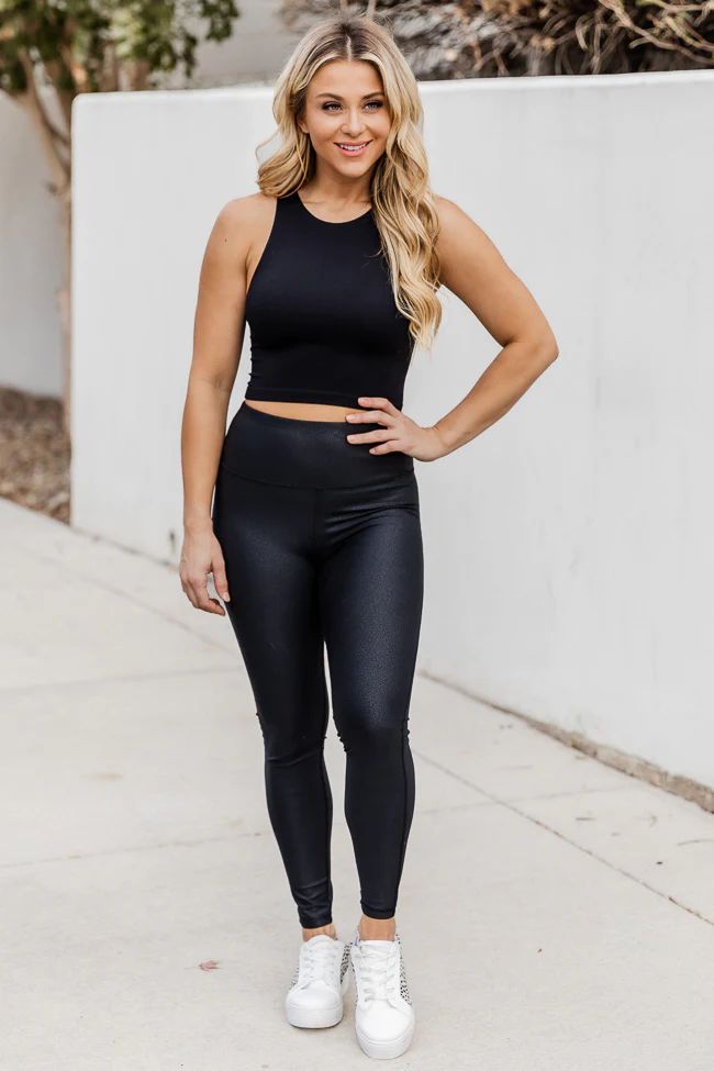 Just The Beginning Black Leggings DOORBUSTER | Pink Lily