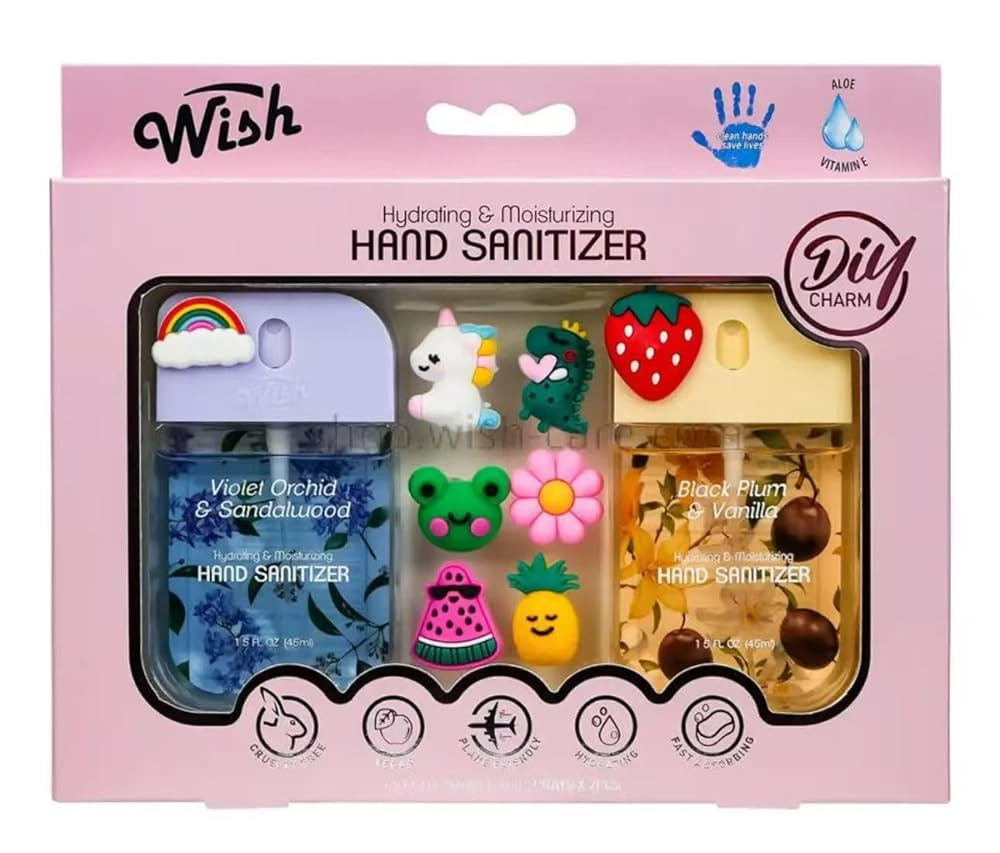 Wish Diy Charm Hand Sanitizer Spary Travel Size Spray 2-Pack Gift Box 1.5 FL OZ (45ML) Each, Drag... | Amazon (US)