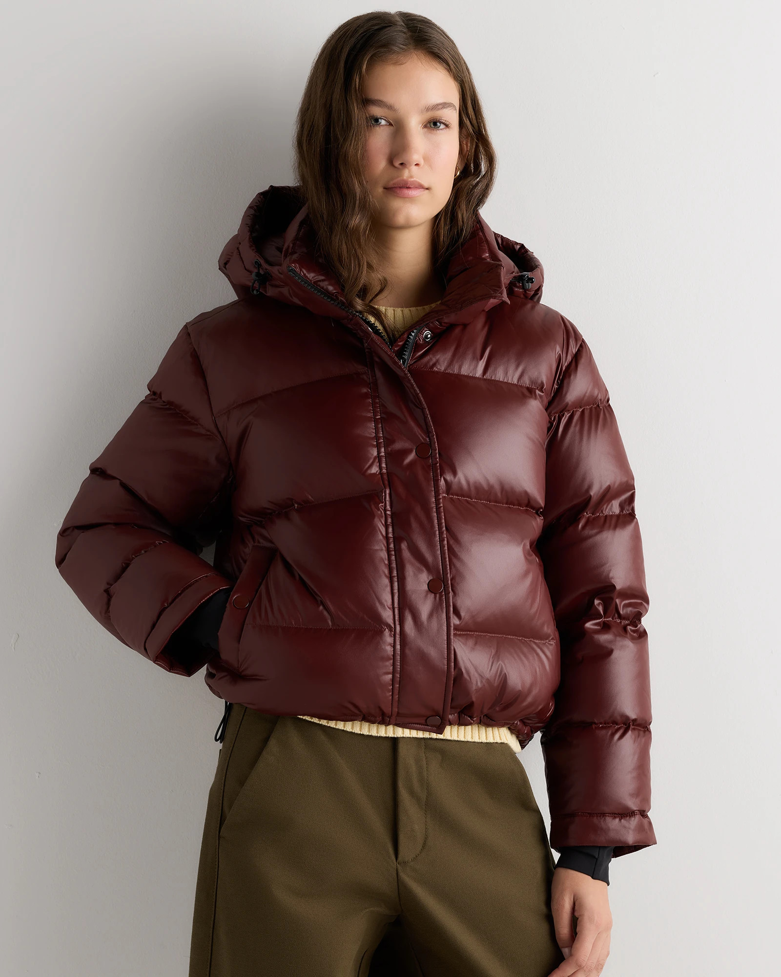 Quince | Women's Responsible Down Cropped Puffer Jacket in Blue, Size Medium, Recycled Polyester | Quince