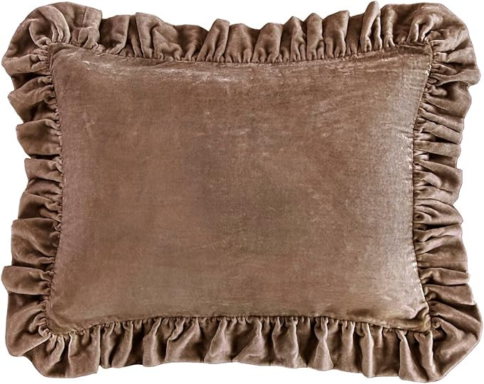 HiEnd Accents Stella Ruffled Dutch Euro Pillow, 27x39 inch, Dusty Rose, Romantic Western Modern T... | Amazon (US)
