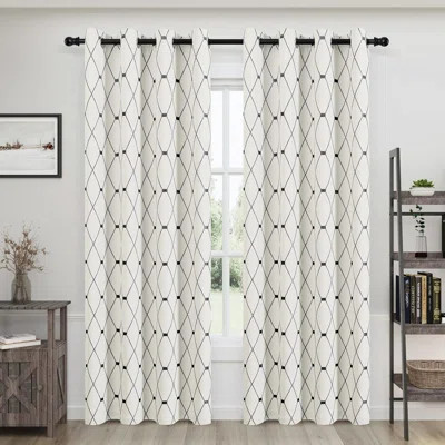 Cream-Colored Linen Texture Curtains, 84 Inches Long, Suitable For Living Room Embroidery Farmhouse Curtains, 2-Piece Thick Cotton Curtains, Beige Bla | Wayfair North America