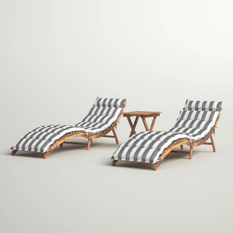 Elmsford Outdoor Acacia Chaise Lounge with Table | Wayfair North America