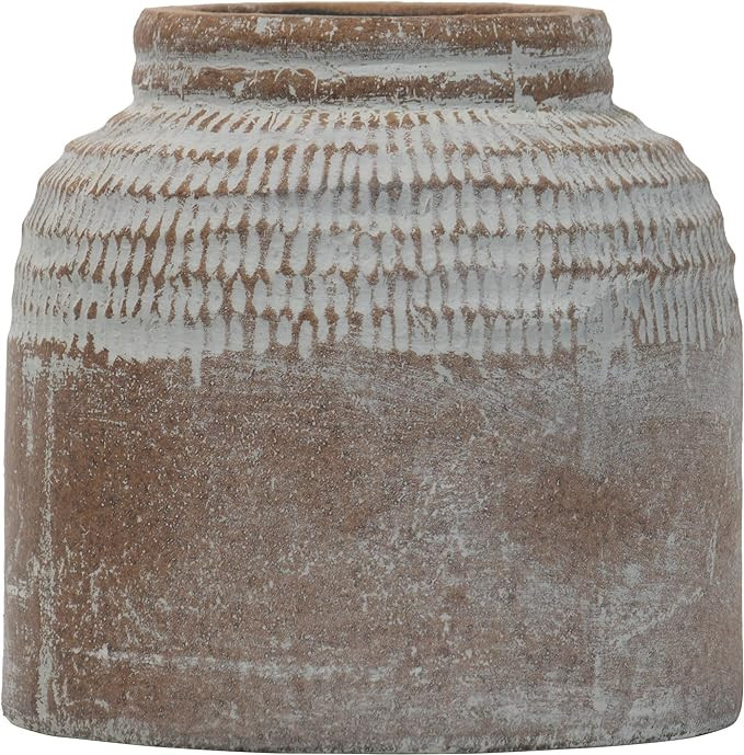 Foreside Home and Garden Small Antique Brown Glazed Terracotta Planter Pot with Whitewashed Finis... | Amazon (US)