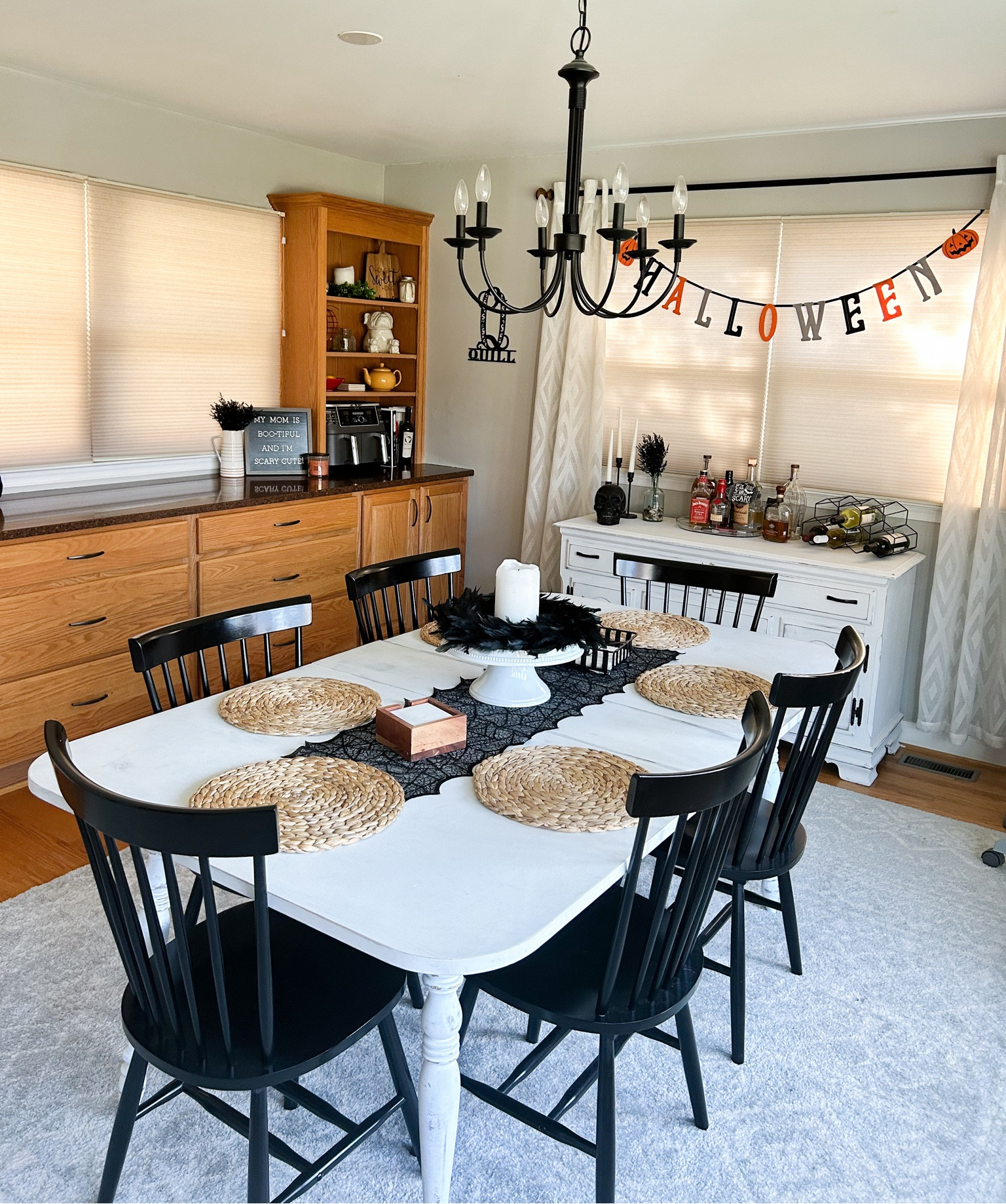 Spoooooky vibes at the Quill house! 👻 

Spider webs on the chandelier are actually part of the vibe 👏🏼👏🏼👏🏼

#halloweendecor #halloween #farmhousediningroom #spookyvibes



#LTKhome #LTKHalloween #LTKSeasonal