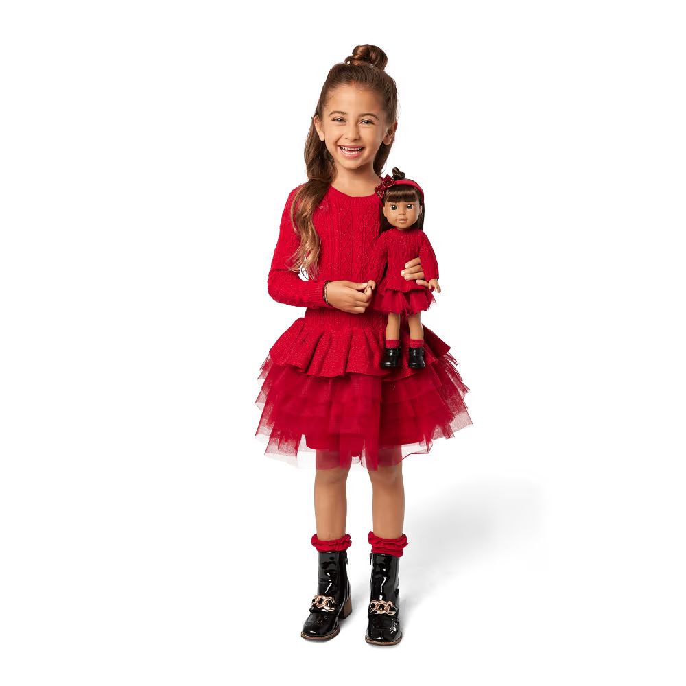 American Girl® x Something Navy Crimson Sparkle Sweater Dresses for Little Girls & WellieWishers... | American Girl