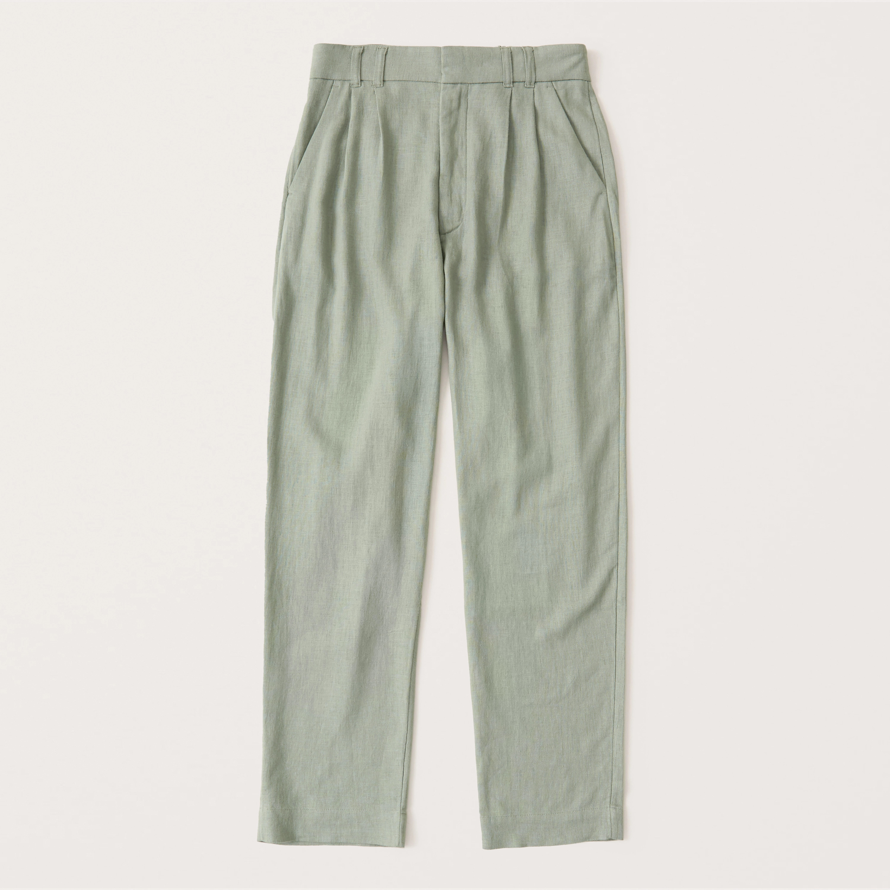 Linen-Blend Pleated Taper Pants | Abercrombie & Fitch (US)