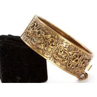 Antique Victorian Revival Brass Tone Bangle Bracelet | Etsy (US)