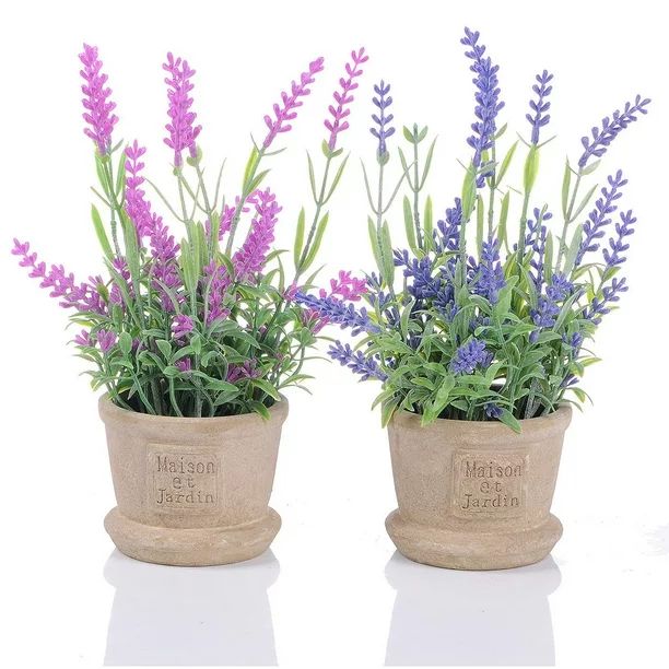 Coolmade Lavender Artificial Flower Pot - 2 Pack Fake Potted Plants Decorative Fake Lavender Flow... | Walmart (US)