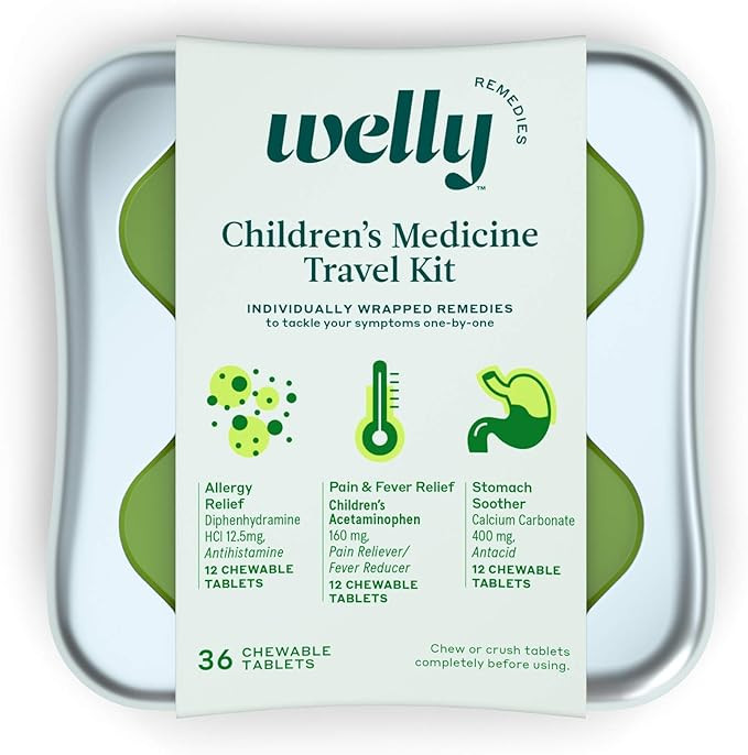 Welly Remedies - Children's Medicine Travel Kit, Individually Wrapped: Allergy Relief, Pain & Fev... | Amazon (US)