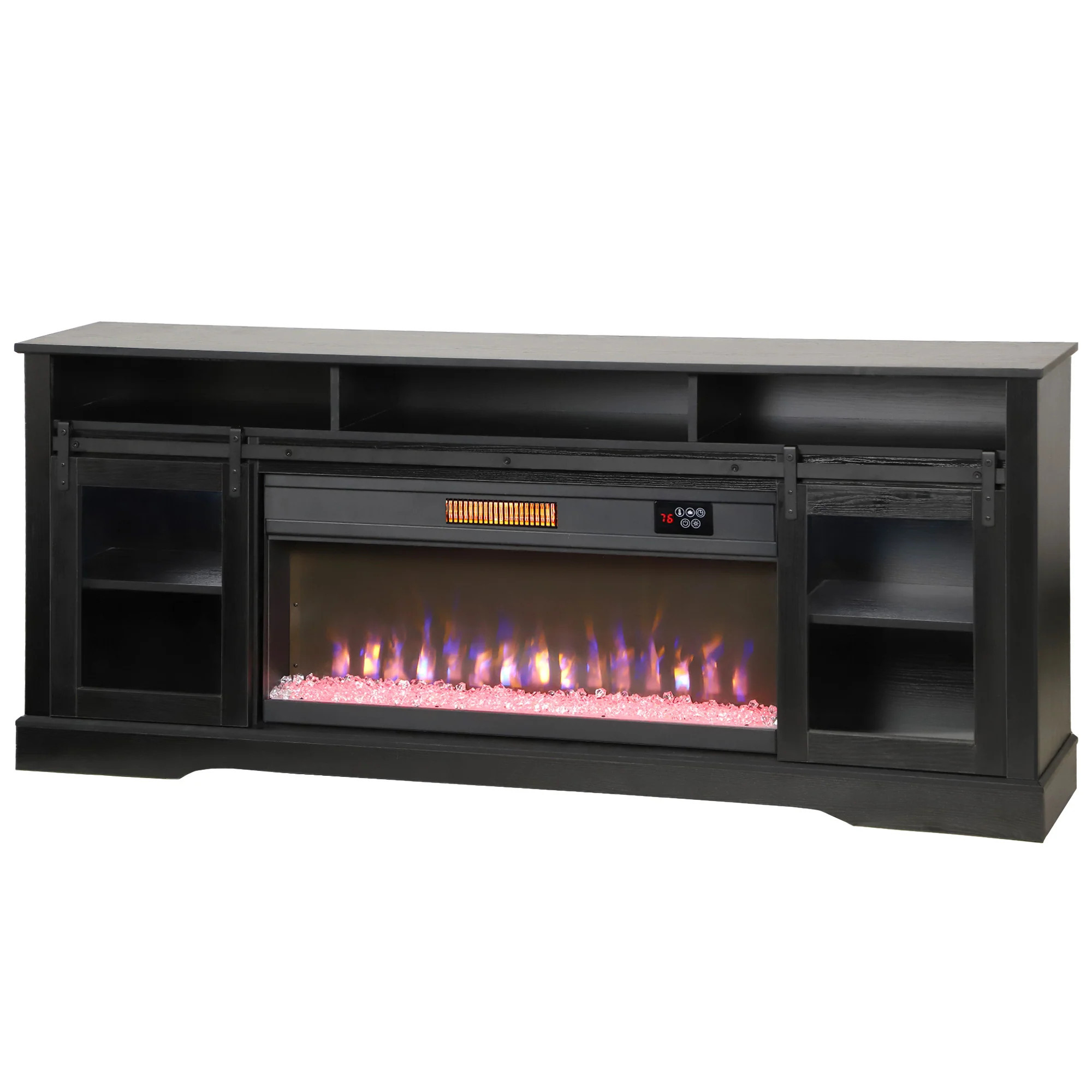 Fireplace TV Console with Open Storage and Side Cabinets | Shop Simon
