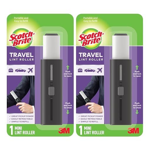 Scotch-Brite Retractable Lint Rollers 2-Pack, Portable Travel-Size Lint Removers for Pet Hair on Clothes, Furniture & Car, 3 in x 8.5 in Mini Rollers, 30 Sticky Sheets Each | Amazon (US)