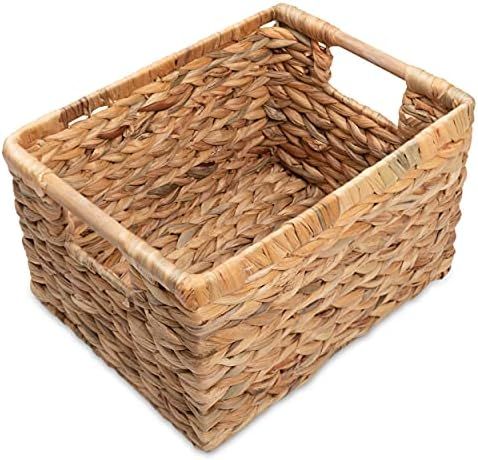 VATIMA Natural Water Hyacinth Storage Basket with Handle, Rectangular Wicker Basket for Organizin... | Amazon (US)