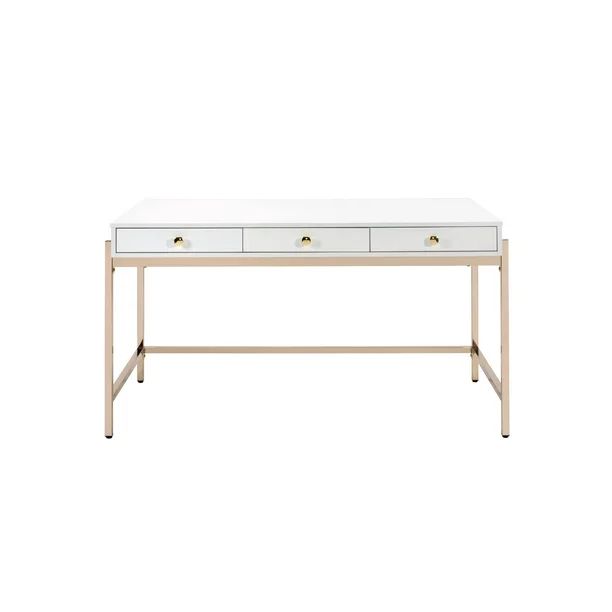 Ottey Desk in White High Gloss & Gold | Walmart (US)