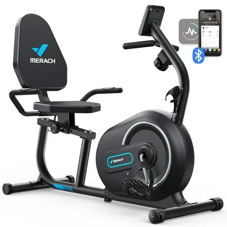 MERACH Recumbent Exercise Bikes for Home Sit Down Stationary Bicycle Magnetic 8 Levels Resistance Indoor Cycling Bike with Free APP | Walmart (US)