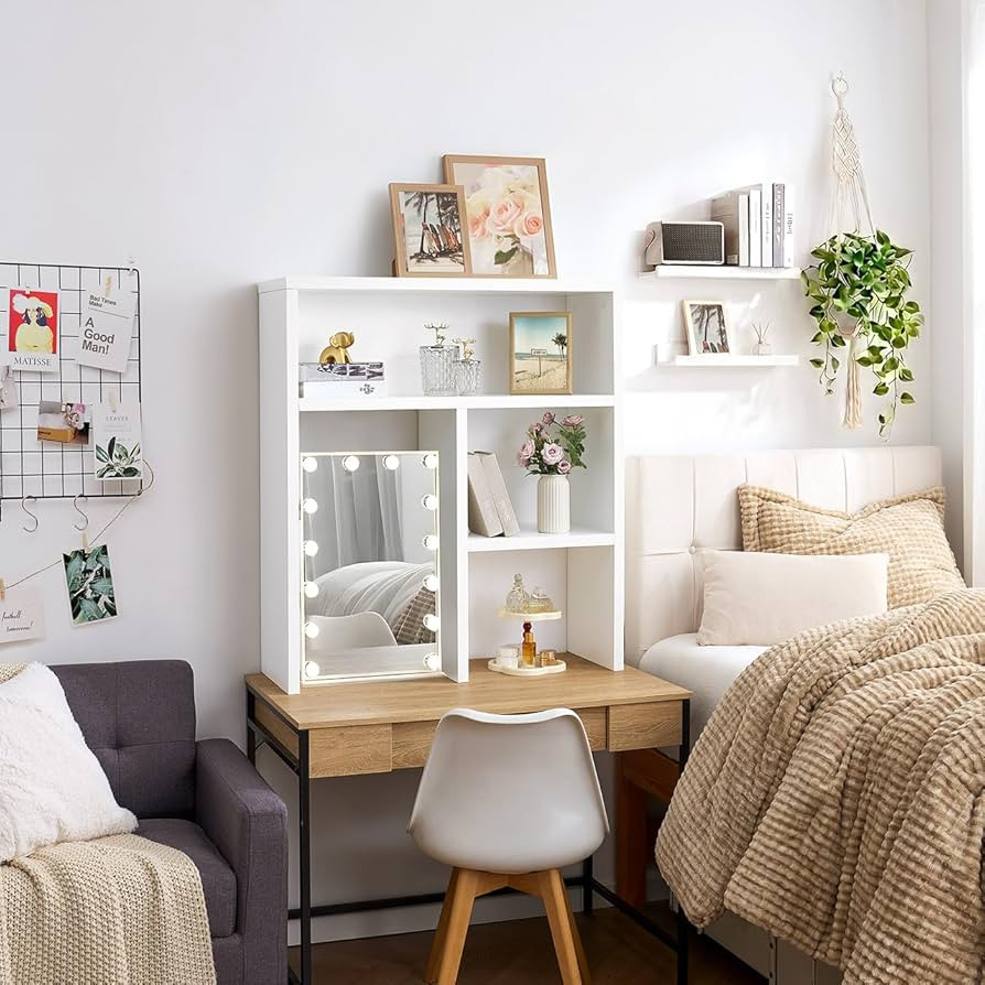DormCo Yak About It Honeycomb Thick - Desk Bookshelf Hutch - White | Amazon (US)