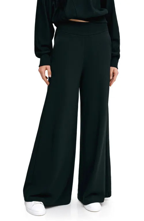 Marcella Easton Wide Leg Sweatpants in Black at Nordstrom, Size Large | Nordstrom