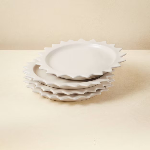 8" 4pk Stoneware Pointed Sun Salad Plates White - Opalhouse™ designed with Jungalow™ | Target