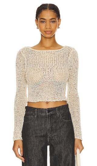 Anders Open Stitch Sweater in Cream | Revolve Clothing (Global)