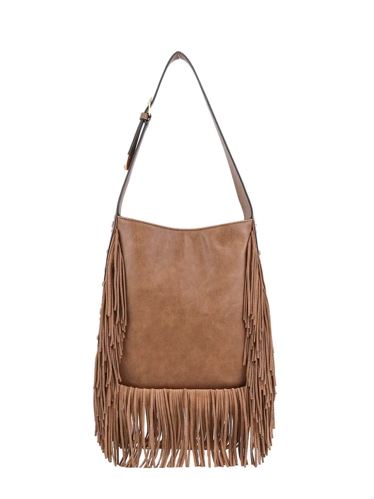 Fringed Calypso Hobo in Almond Brown | Jessica Simpson E Commerce
