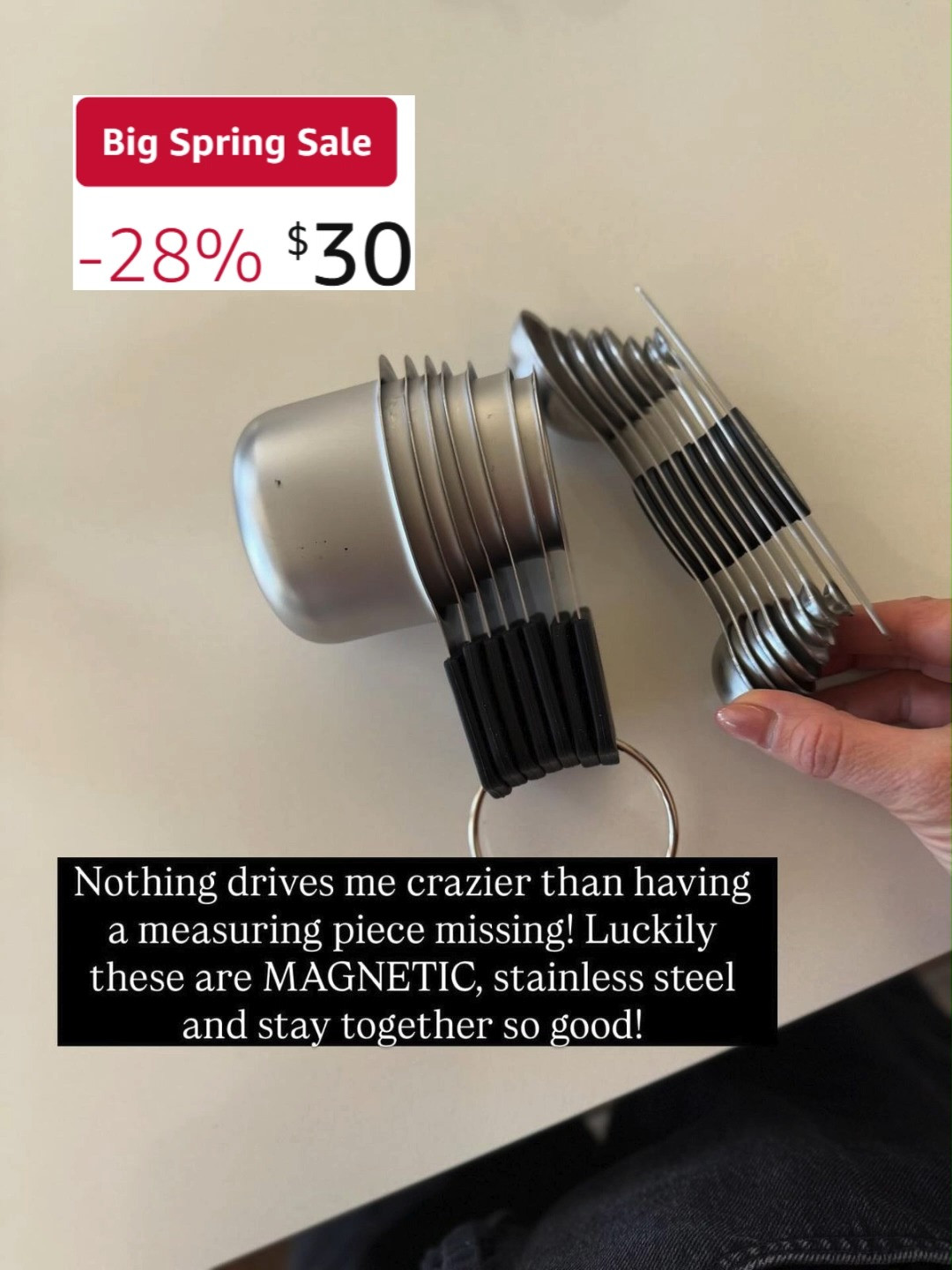 This magnetic measuring cups and spoons set keeps my kitchen tidy and baking totally stress free. Tiny tools, big difference 🥄📏🌸
#AmazonBigSpringSale #MagneticMeasuringCups #MeasuringSpoons #AmazonFinds #KitchenTools #BakingEssentials #CookingBasics #KitchenOrganization #HomeCooking #SpringSale 

 #LTKHome #LTKSaleAlert