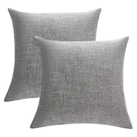 Wendana Set of 2 Solid Gray Cotton Linen Decorative Throw Pillow Covers 18x18 Inch for Sofa Couch De | Walmart (US)